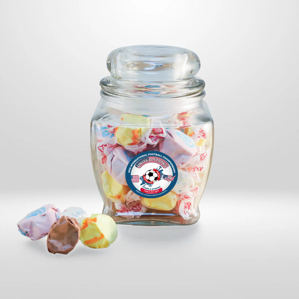 Large Glass Jar with Country Football Team Design Filled with American Candy - USA