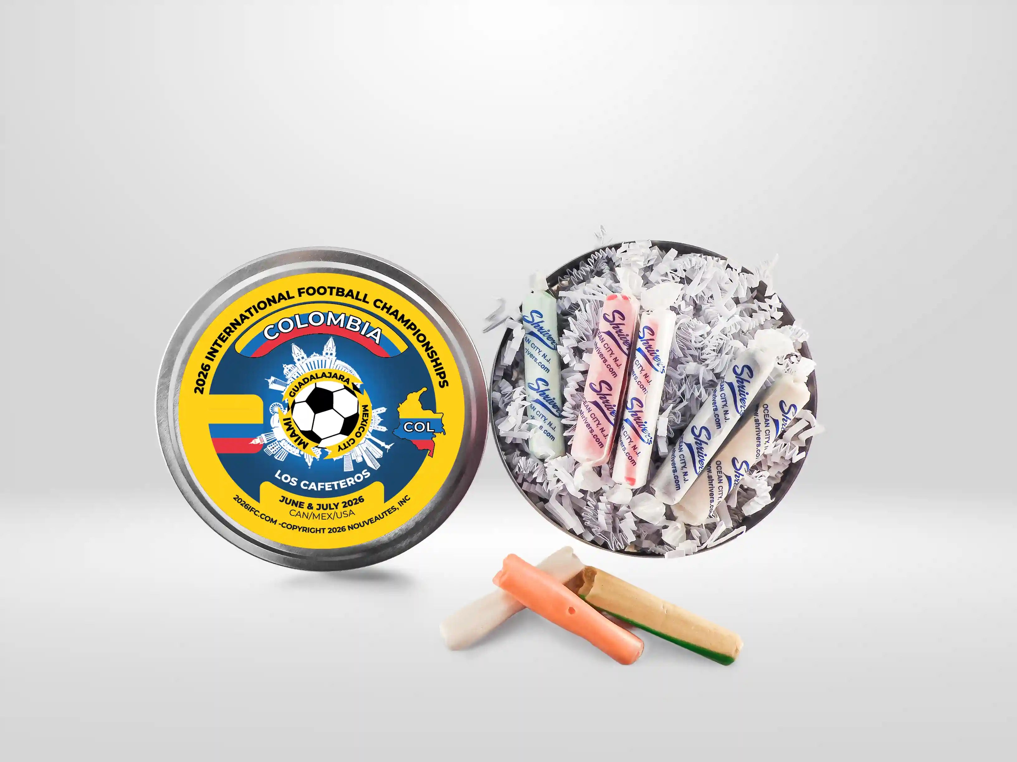 Movie Reel-Style Aluminum Tin Colombia