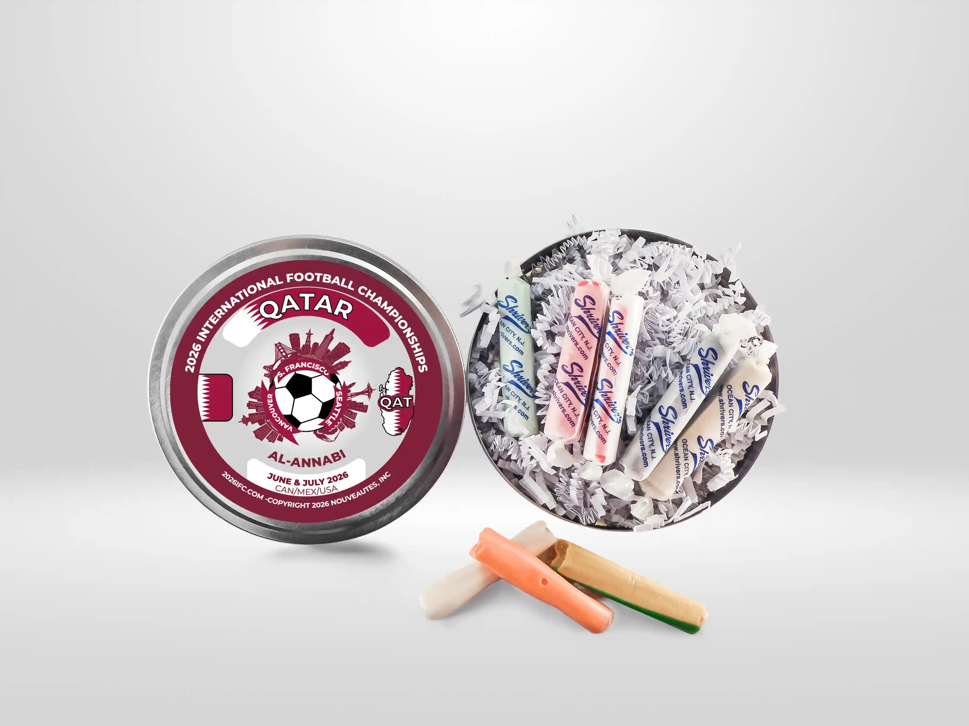 Movie Reel-Style Aluminum Tin Qatar