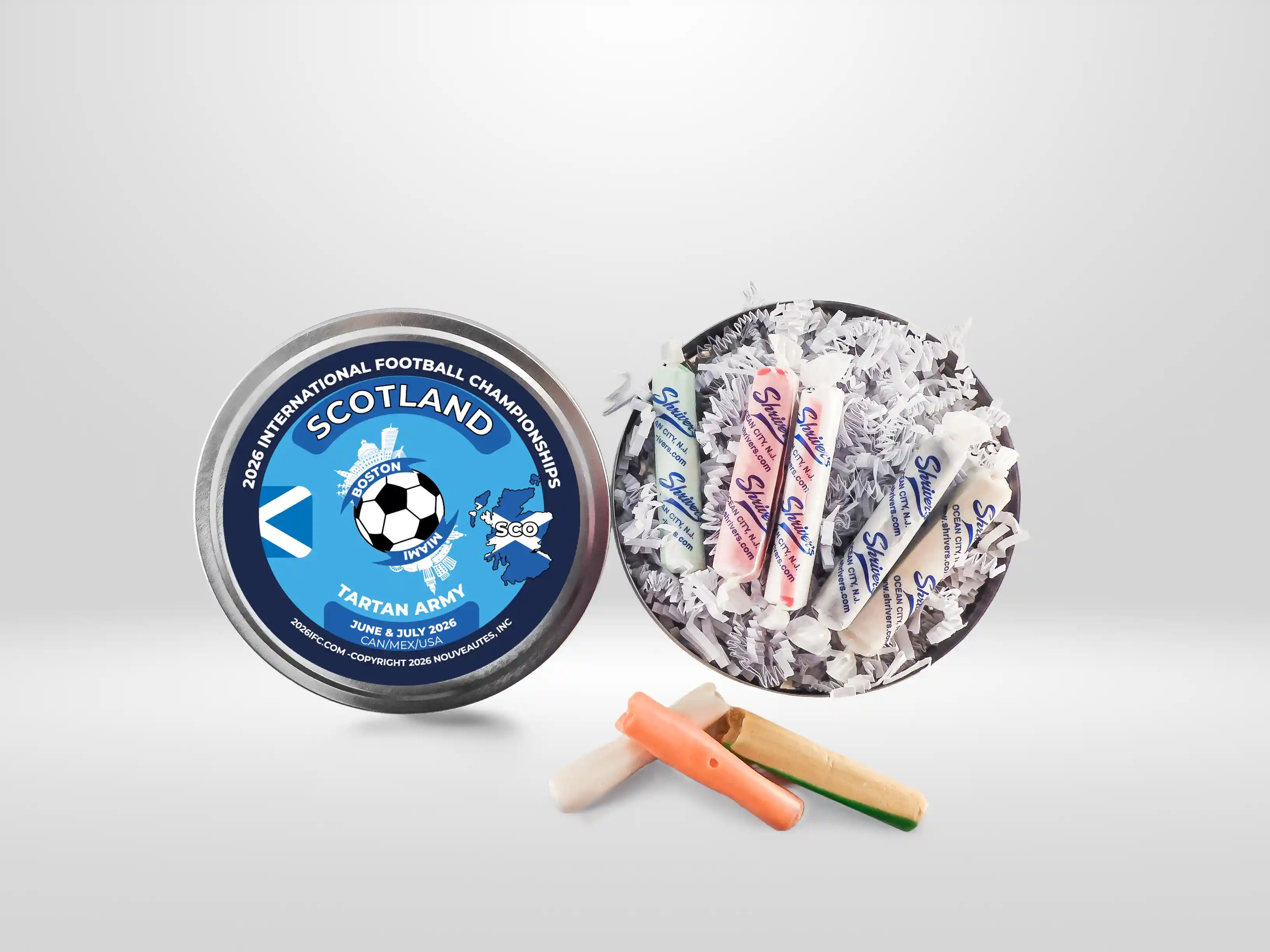 Movie Reel-Style Aluminum Tin Scotland