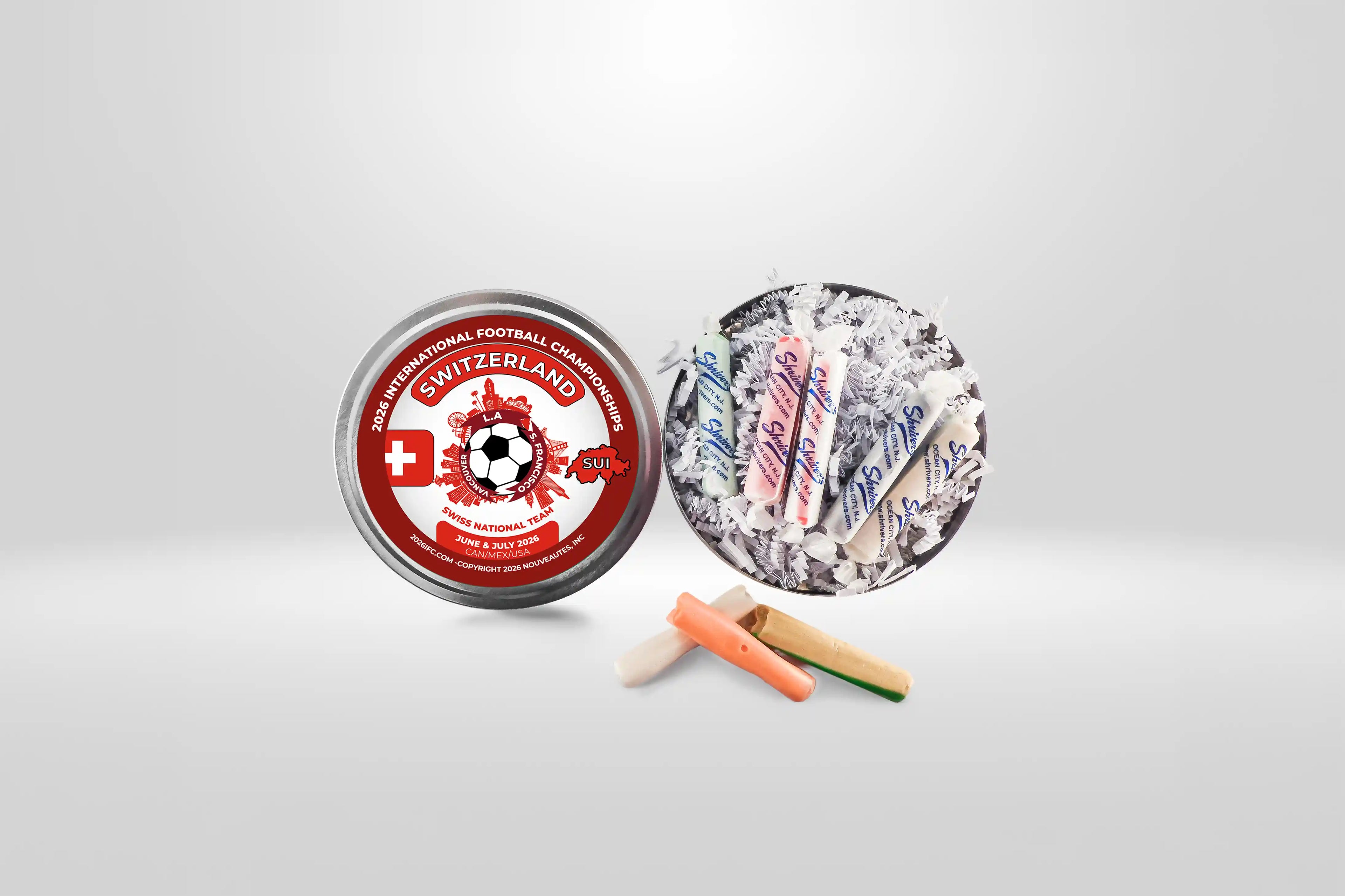 Movie Reel-Style Aluminum Tin Switzerland