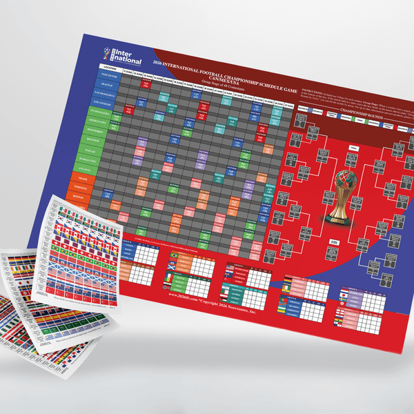 2026 International Football Championship Schedule & Sticker Flag Poster